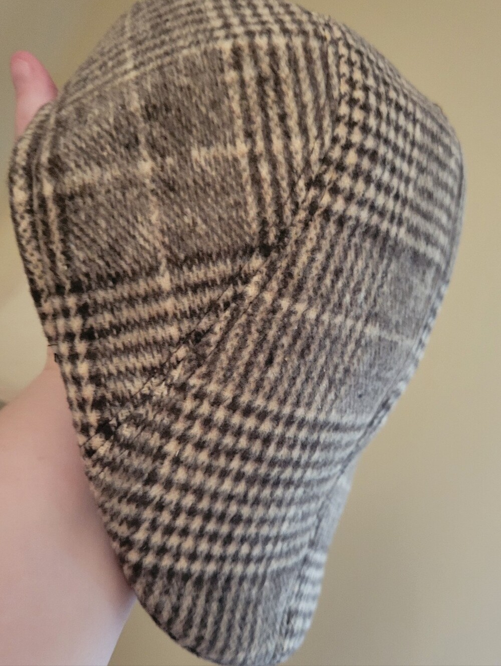Men's Houndstooth Pattern Brown Beret Onesize